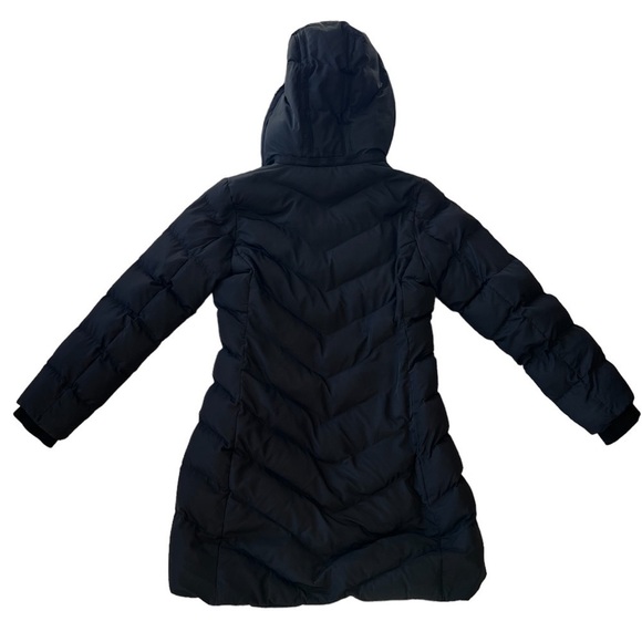 Banana Republic Factory black faux fur hood puffer winter coat size medium - Picture 4 of 9